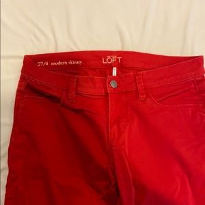 Loft red skinny pants